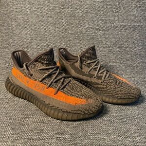 Adidas Men’s Yeezy Boost 350 Gray/Brown and Orange Sneakers